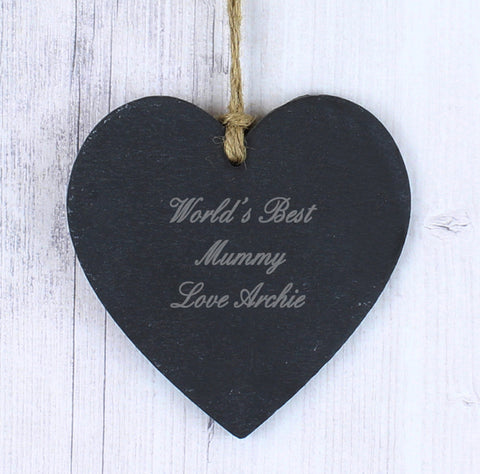 Personalised Script Engraved Slate Heart Decoration