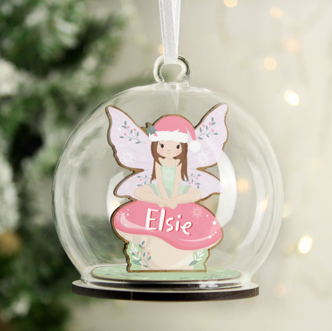 Personalised Wooden Fairy Glass Bauble