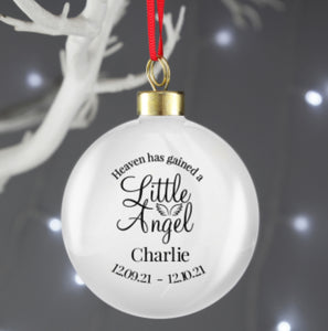 Personalised Little Angel Memorial Bauble