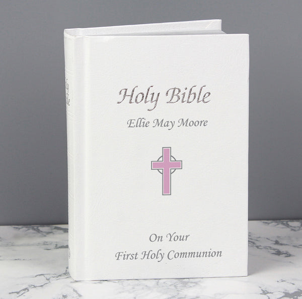 Personalised Pink Cross Bible