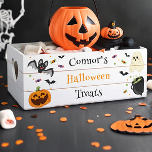 Personalised Halloween Small Wooden Treats Crate