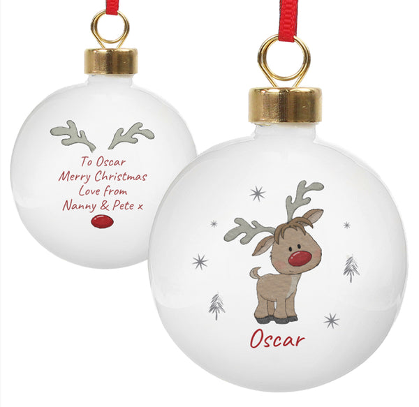 Personalised Little Reindeer Bauble