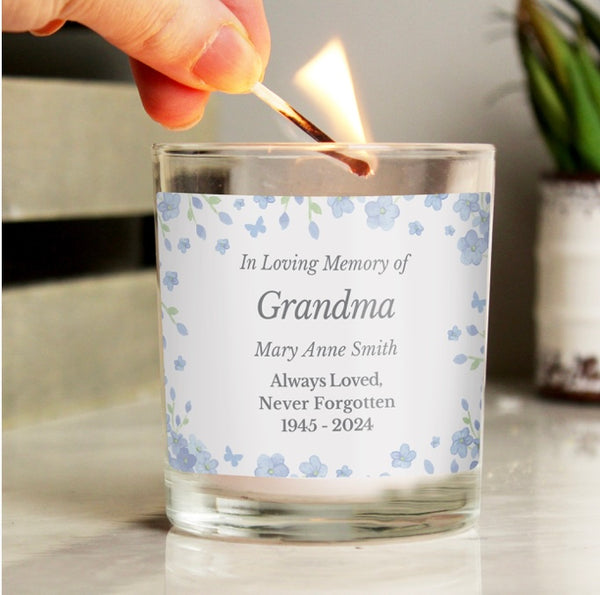 Personalised Memorial Forget Me Not Candle Jar