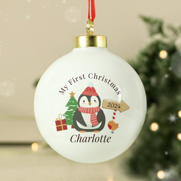 Personalised My 1st Christmas Penguin Bauble