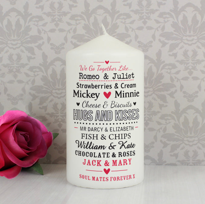 Personalised We Go Together Like.... Pillar Candle