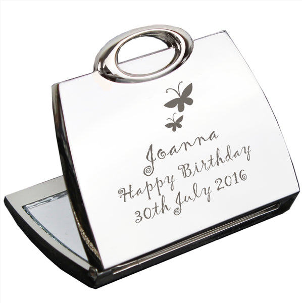 Personalised Butterfly Handbag Compact Mirror