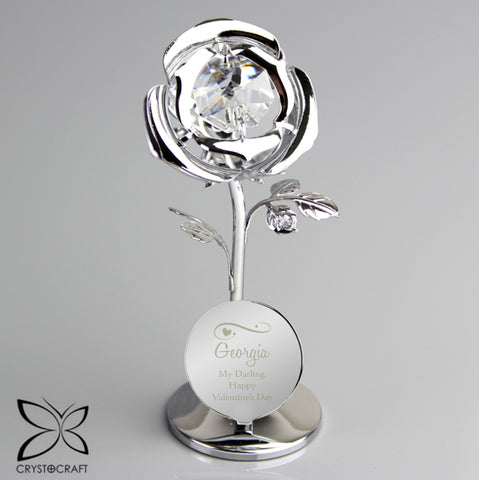 Personalised Swirls & Hearts Crystocraft Rose Ornament