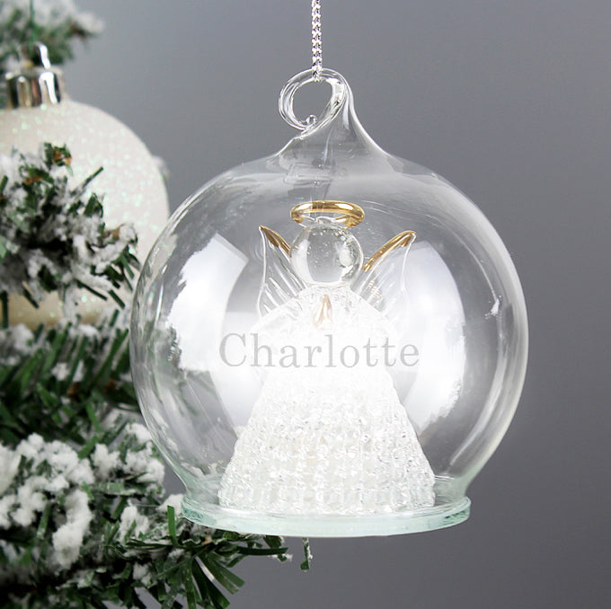 Personalised Christmas Message LED Angel Bauble