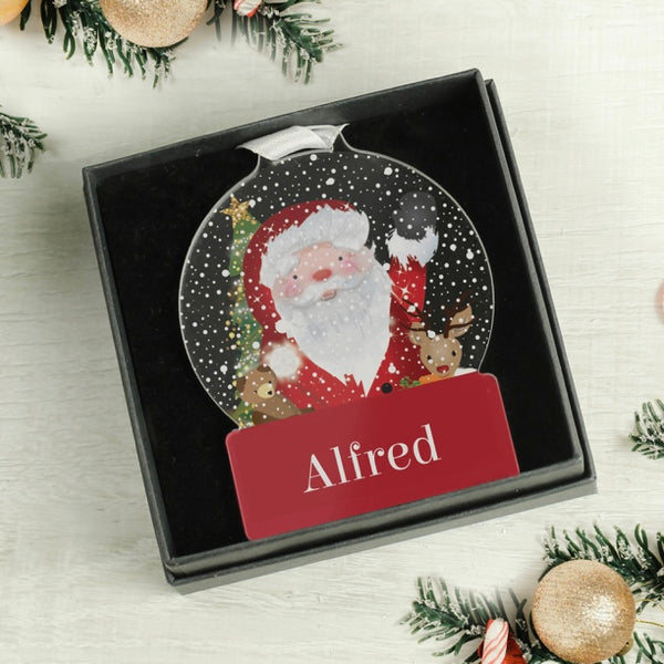 Personalised Santa Acrylic Snowglobe Decoration