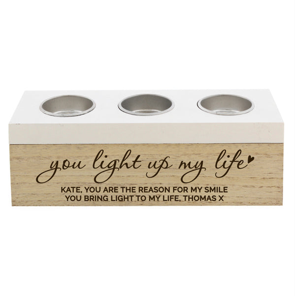 Personalised You Light Up My Life Triple Tea Light Box