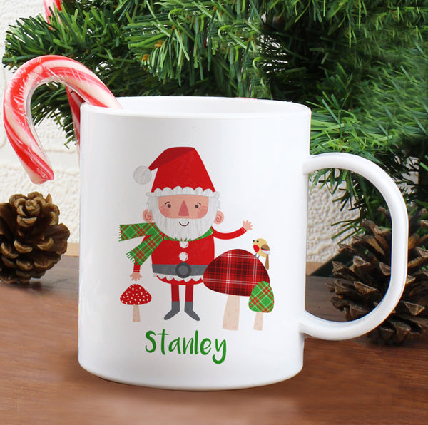 Personalised Christmas Toadstool Santa Plastic Mug