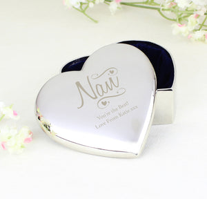 Personalised Nan Swirls & Hearts Trinket Box