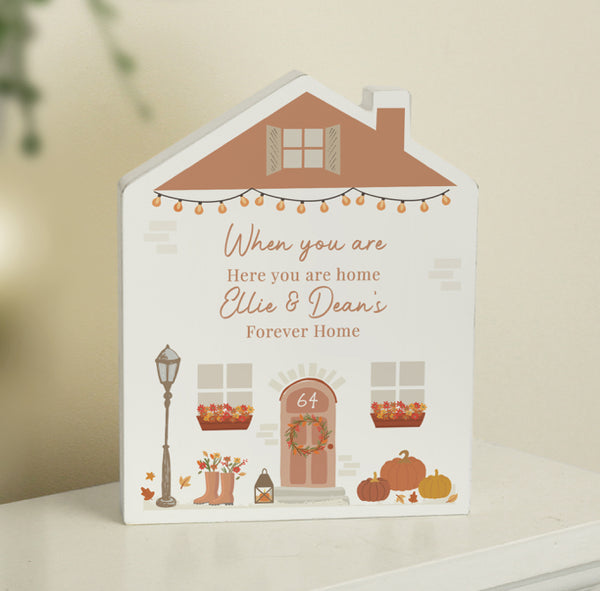 Personalised Autumnal Wooden House Ornament