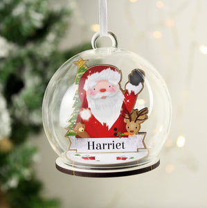 Personalised Wooden Santa Glass Bauble