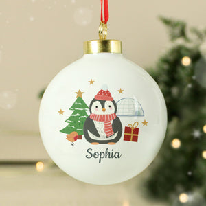 Personalised Christmas Penguin Bauble