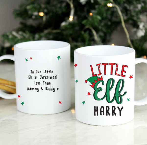 Personalised Little Elf Plastic Mug