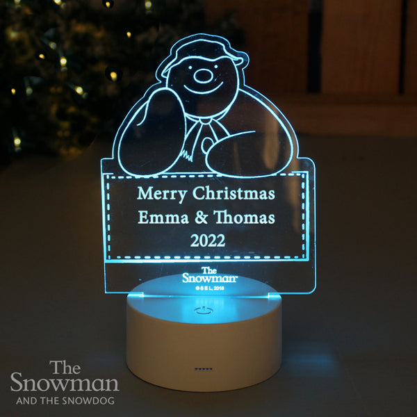 Personalised The Snowman LED Colour Changing Decoration & Night Light