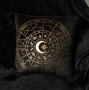 Black Astrology Wheel Cushion