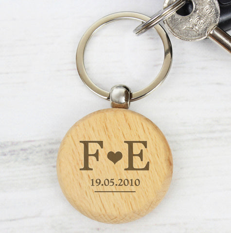 Personalised Monogram Wooden Keyring