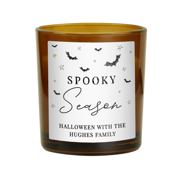 Personalised Spooky Amber Glass Candle