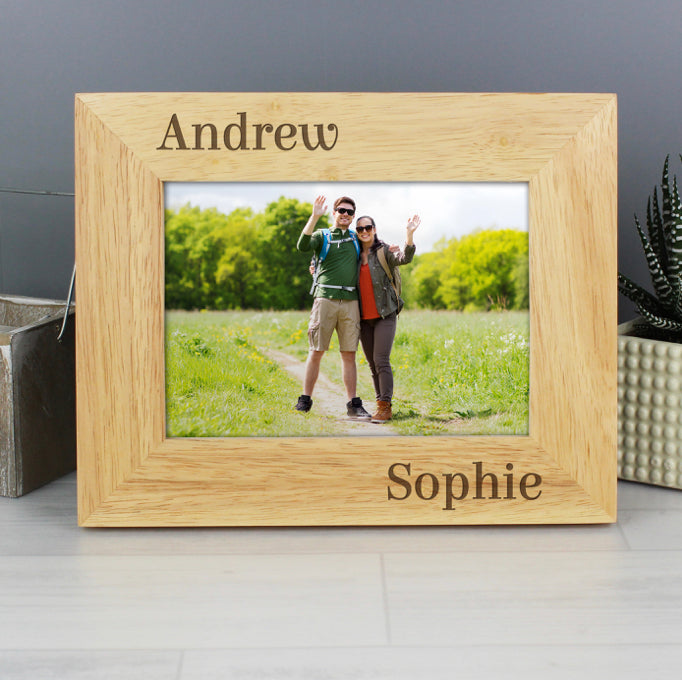 Personalised Couples 6x4 Oak Finish Photo Frame