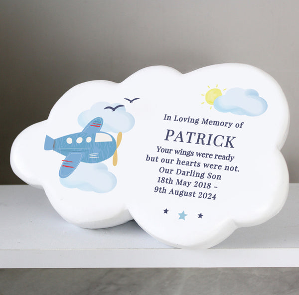 Personalised Plane Resin Memorial Cloud