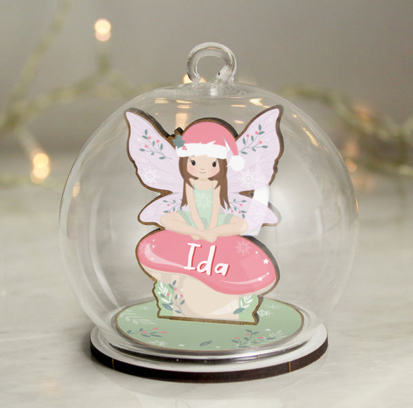 Personalised Wooden Fairy Glass Bauble