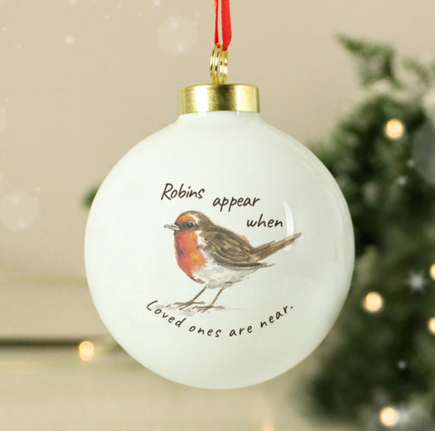 Personalised Robins Appear Bauble