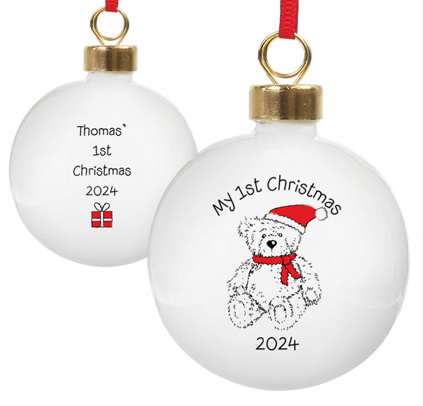 Personalised My 1st Xmas Teddy Bear Bauble