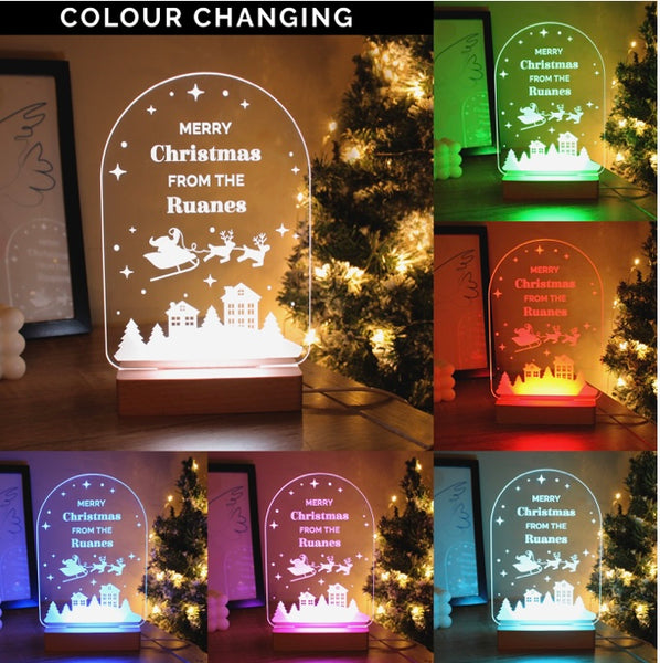 Personalised Christmas Wooden Based LED Light