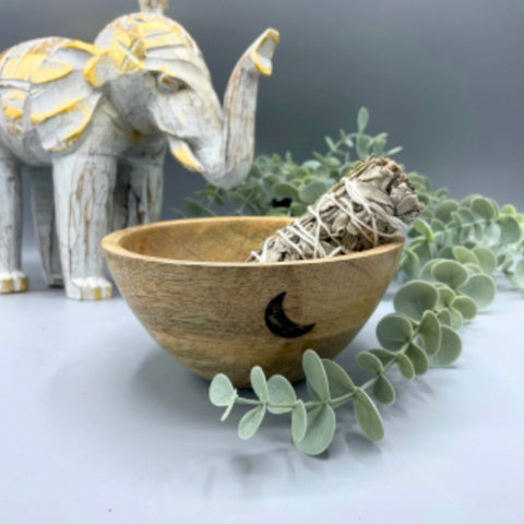 Three Moons Wooden Smudge and Ritual Offerings Bowl