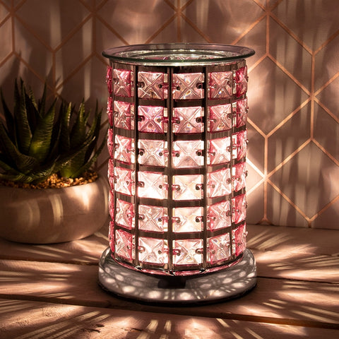 Silver/Pink Jewelled Aroma Lamp