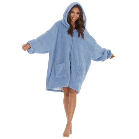 Oversized Zip Hoodie Blanket - Blue