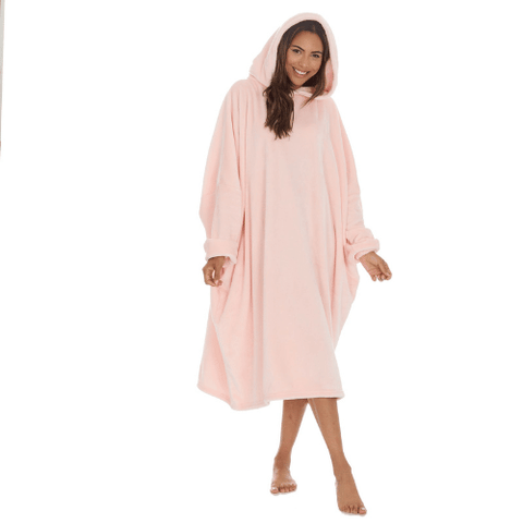 Ladies Knee Length Snuggle Hoodie Blanket - Pink
