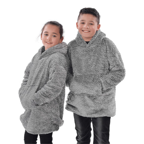 Children’s Eskimo Teddy Fleece Hoodie Blanket - Grey