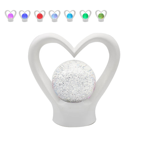 White LED Heart Glitter Lamp