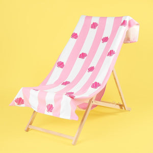 Shell Stripe Print Beach Towel