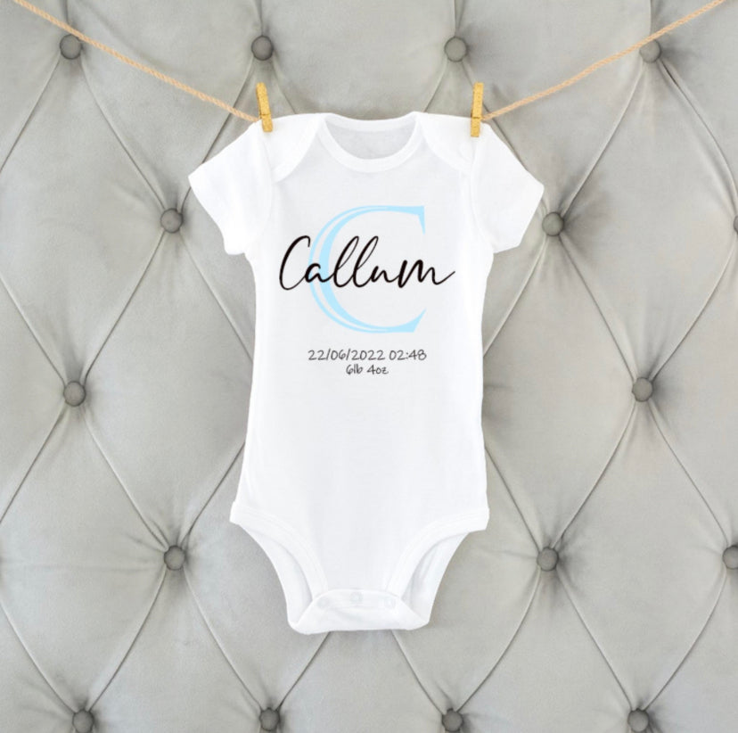 Personalised Blue New Baby Announcement Vest