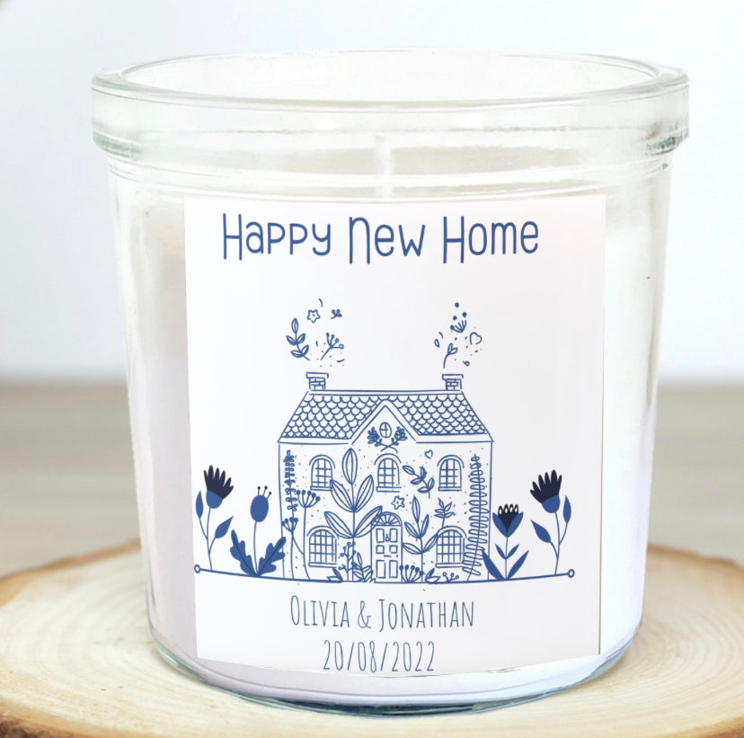 Personalised Happy New Home Glass Jar Candle