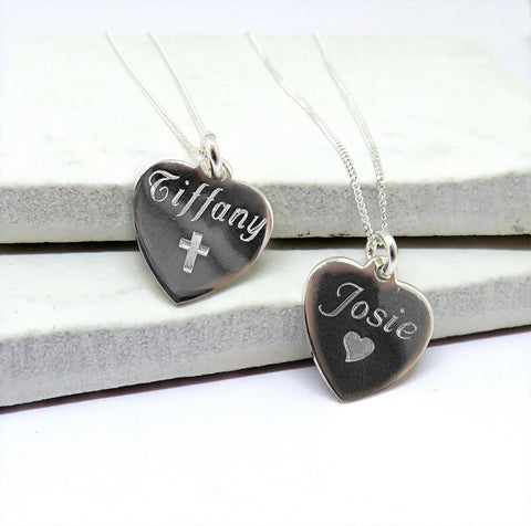 Personalised Sterling Silver Heart & Symbol Necklace