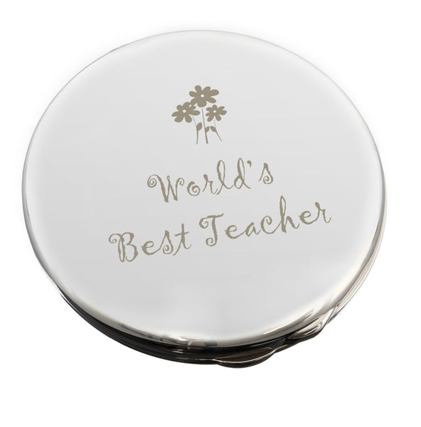 Worlds Best Teacher Round Compact Mirror