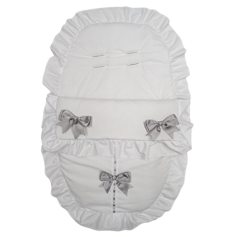 White/Silver Car Seat Footmuff/Coseytoes