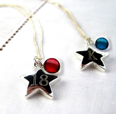 Personalised Birthstone Star Necklace