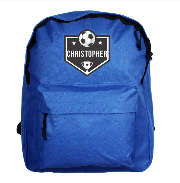 Personalised Football Blue Backpack