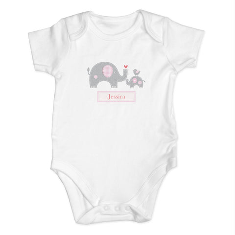 Personalised Pink Elephant Baby Vest
