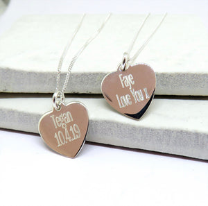 Personalised Sterling Silver Heart Necklace