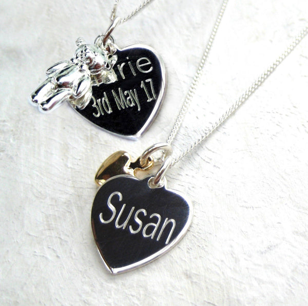 Personalised Sterling Silver Heart Mini Charm Necklace