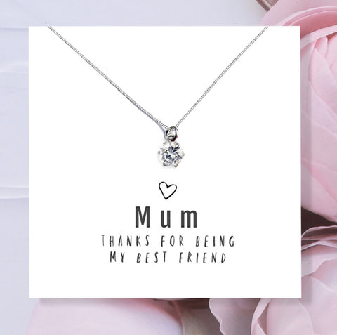 Mum Thanks For Being My Best Friend - Necklace & Message Card