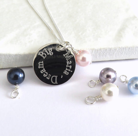 Personalised Edge Necklace & Pearl