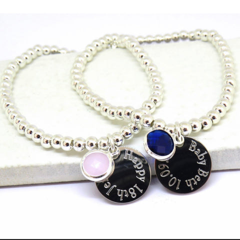 Personalised Edge Birthstone Beaded Bracelet